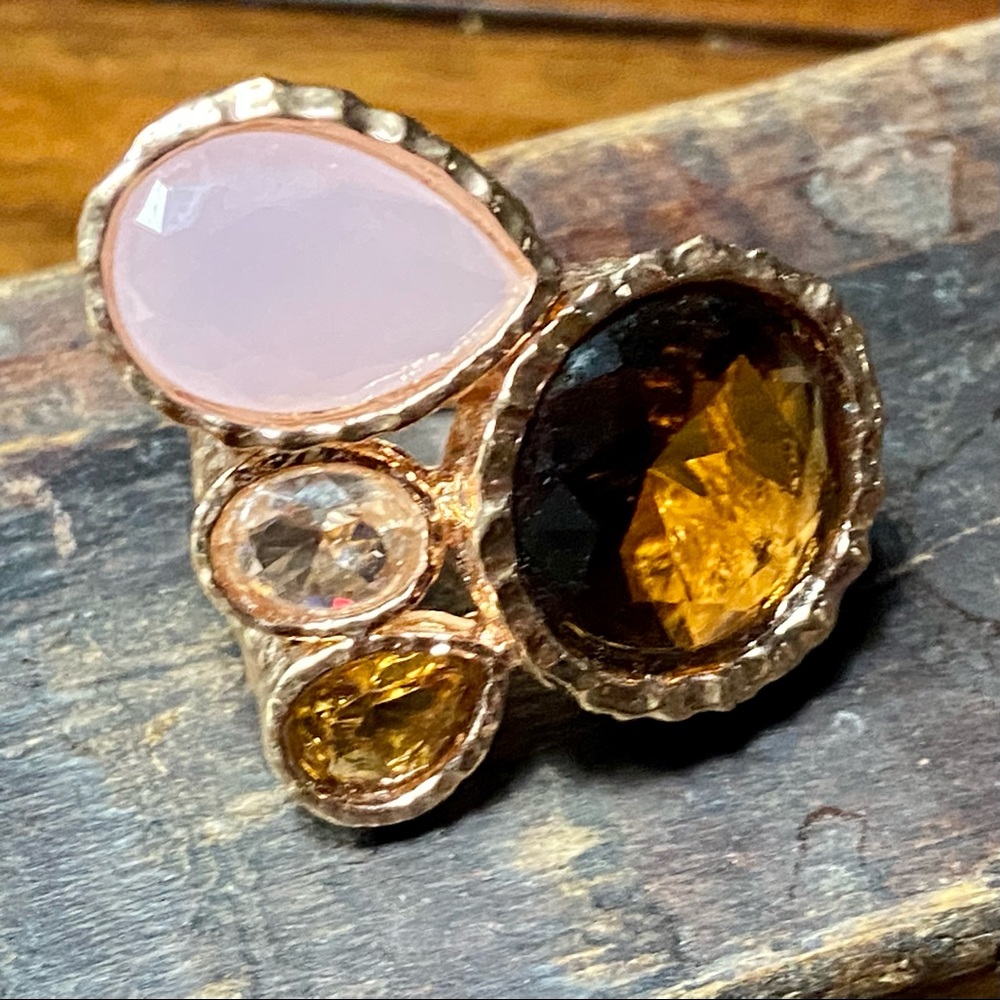 Wendy Williams Beautiful Mosaic Rose Gold Hammered Cluster Ring Size 7 1/2 (7.5)